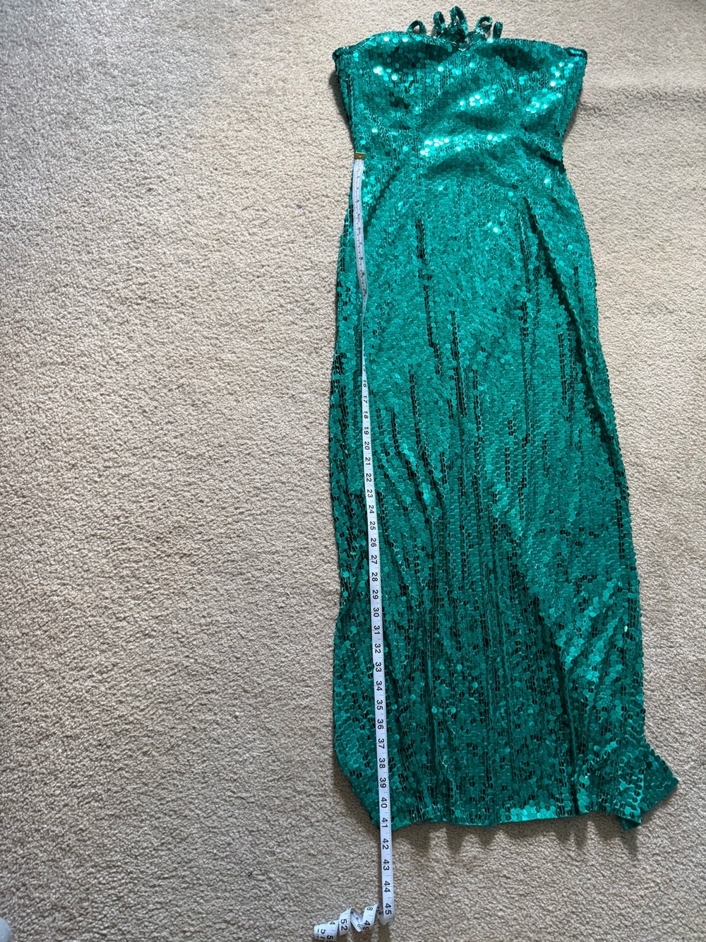 Vintage Nadine Green Sequin High Neck Halter Maxi Gown Dress Size M 80s 90s - Picture 6 of 9